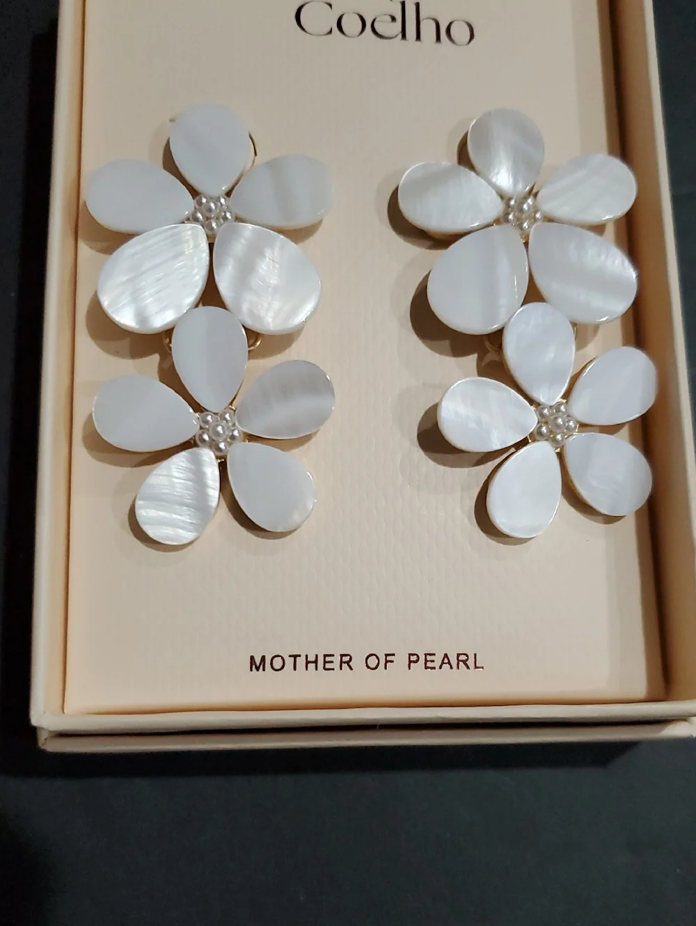Camila Coelho white mother of pearl daisy flower shape dangle tiered‎ earrings